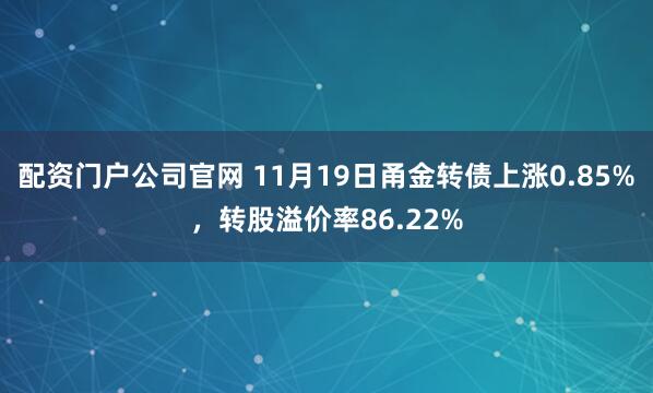 配资门户公司官网 11月19日甬金转债上涨0.85%,转股溢价率86.22%